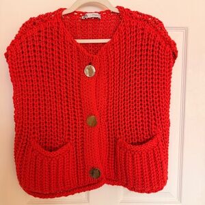 Zara Knit Vest Red